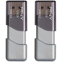 Pny 128Gb Turbo Attach   3 Usb 3.0 Flash Drive, 2-Pack, Grey, P-Fd128X2Tbop-Mp, 100Mb/S, Light-Weight Durable - Data Storage And Transfer