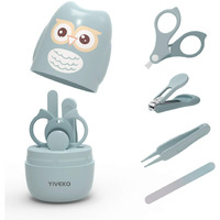 Yiveko Baby Nail Kit, 4-In-1 Baby Nail Care Set With Cute Case, Baby Nail Clipper, Scissor, Nail File & Tweezer, Baby Manicure Kit And Pedicure Kit For Newborn, Infant, Toddler, Kids-Owl Blue