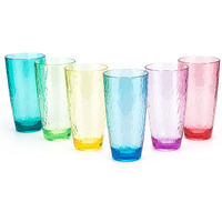 Koxin-Karlu Hammered 26-Ounce Plastic Tumbler Acrylic Glasses, Set Of 6 Multicolor