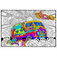 Stuff2Color Love Bus - Giant 22 X 32.5 Inch Line Art Coloring Poster (Great For Family Time, Adults, Kids, Classrooms, Care Facilities And Group Activities - Includes Reusable Rigid Storage Tube)