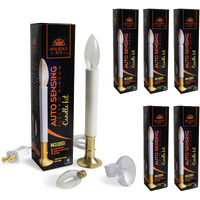Holiday Joy Window Candles Kit - Pack Of 6-9-Inch-Tall Electric Candle With Built-In Auto Sensor, 2 Bulbs And Suction Cup Holder In Each Box - 5W, 120V