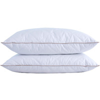 Puredown Goose Feathers And Down Pillow With Diamond Quilting Breathable Downproof Cover, Pack Of 2, King Size