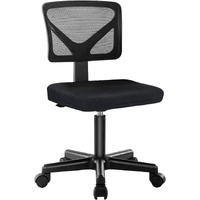 Swivel Computer Office Mesh Desk Chair Armless Small Desk Chair Adjustable Black Computer Task Chair No Armrest Mid Back Home Office Chair For Small Spaces