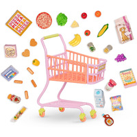 Glitter Girls - Shopping Cart Playset - Pink & Purple Rolling Grocery Cart - Play Food Pizza, Ice Cream, And Fruit - 14    Doll Accessories - Toys For Kids Ages 3 And Up