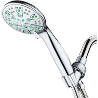 Aquadance 5512 4"" Antimicrobial - Anti-Clog High-Pressure 6-Setting Hand Microban Nozzle Protection From Growth Of Mold, Mildew & Bacteria For Stronger Shower 3 Color Choices, Chrome/Coral Green Jets