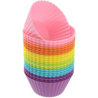 Freshware Silicone Baking Cups [24-Pack] Reusable Cupcake Liners Non-Stick Muffin Cups Cake Molds Cupcake Holder In 6 Rainbow Colors, Standard Round