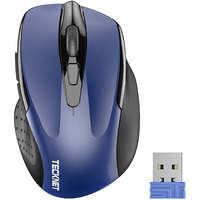 Tecknet Wireless Mouse, 2.4Ghz Ergonomic Computer Mouse, Portable Cordless Mice, 5-Level 2400 Dpi Mouse For Laptop, 6 Buttons Usb Mouse For Chromebook, Ergo Grip, 24 Months Battery - Blue