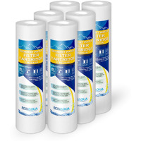Sediment Water Filter Cartridge By Ronaqua 10""X 2.5"", Four Layers Of Filtration, Removes Sand, Dirt, Silt, Rust, Made From Polypropylene (6 Pack, 1 Micron)