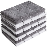 Microfiber Kitchen Towels - Super Absorbent, Soft And Solid Color Dish Towels, 8 Pack (Stripe Designed Grey And White Colors), 26 X 18 Inch