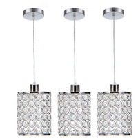 Cuaulans 3 Pack Crystal Pendant Light, Modern Chrome Kitchen Island Pendant Lighting,Cord Adjustable Bar Ceiling Hanging Lights For Kitchen Dining Room Bedroom Bar