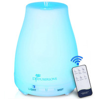 Diffuserlove Essential Oil Diffusers 200Ml Remote Control Ultrasonic Mist Humidifiers Bpa-Free Aromatherapy Diffuser With 7 Color Lights, Auto Shut-Off For Bedroom Office Kitchen