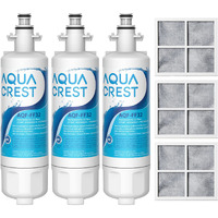 Aqua Crest 469690 Adq36006101 Refrigerator Water Filter And Air Filter, Replacement For Lg Lt700P, Kenmore 9690, 46-9690, Adq36006102 And Lt120F, Pack Of 3