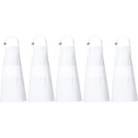 Rajrang 100% Cotton White Apron With 3 Pockets Chef Restaurant Kitchen Bbq Backing Cooking Painting And Crafting Aprons Pack Of 5