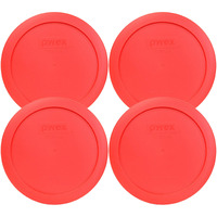 Pyrex 7201-Pc Round Red 6.5"" 4 Cup Lid For Glass Bowl 4 Pack