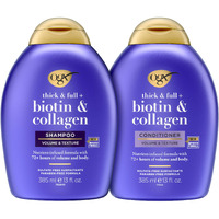 Ogx Thick & Full + Biotin & Collagen Shampoo & Conditioner Set, (Packaging May Vary), Purple, 13 Fl Oz (Pack Of 2)