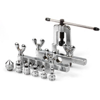 Flexzion Flaring & Swaging Tool Kit 45 Degree Tubing 1/8 To 3/4 Inch For Soft Copper Tube Extrusion Type Water Gas Line Automotive Plumbing 14 Pieces Cone With Portable Carring Case