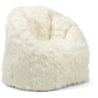 Big Joe Milano Bean Bag Chair, Ivory Shag Fur, Soft Faux Fur, 2.5 Feet