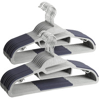 Finnhomy 50 Pack Plastic Hangers, Heavy Duty Clothes Hangers With Non-Slip Pads, Space Saving Easy Slide Clothes Hanger For Closet, Great For Shirts, Pants, Scarves, Strong Enough For Coat