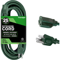 Thonapa 13 Amp Outdoor Extension Cord 25 Ft, 16/3 Sjtw 25Ft Green Extension Cord 3 Prong, Weatherproof Exterior Extension Cord For Outdoor Lights, Landscaping & Lawn - Us Veteran Owned