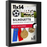 Americanflat 11X14 Shadow Box Frame With Shatter-Resistant Glass - Silhouette Collection - Large Shadow Box Display Case For Tabletop And Wall Display - Black With Soft Linen Back