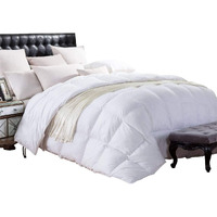800 Thread Count King Size Siberian Goose Down Comforter 100% Egyptian Cotton 750Fp, 50Oz & 800Tc - White Stripe