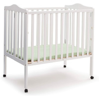 Delta Children Folding Portable Mini Baby Crib With 1.5-Inch Mattress - Greenguard Gold Certified, White