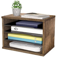 J Jackcube Design Rustic Wood Desk Organizer 4 Compartment Paper File Holder For Home And Office, Document Storage, File Sorter, Mail And Letter Tray- Mk560A