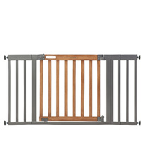Summer Infant West End Extra Wide Safety Pet And Baby Gate, 36""-60"" Wide, 30"" Tall, Pressure Or Hardware Mounted, Install Wall To Wall In Doorway, Auto Close Walk-Thru Door - Oak Wood And Metal