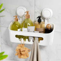 Leverloc Shower Caddy Suction Cup Shower Shelf Suction Shower Basket Removable Powerful Shower Organizer Max Hold 22Lbs Suction Bathroom Caddy Waterproof Shower Storage - White
