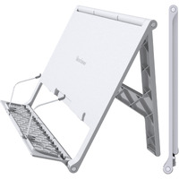 Readaeer Portable Book Stand Free Angle Adjustable Book Holder For Thick Textbook Collapsible Lightweight Book Rest (White)