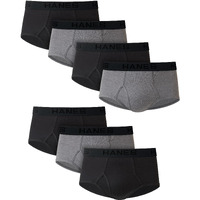 Hanes Mens Tagless Briefs, Soft Moisture Wicking Underwear, 7-Pack Briefs-Underwear, Gray/Black - 7 Pack, Large Us