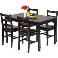 Fdw Kitchen Table And Chairs For 4 Dining Room Table Set,Wood Elegant Kitchen Sets For Small Space,Dark Brown