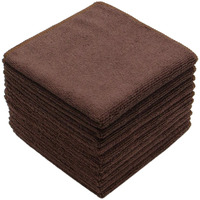 Verasong Microfiber Dish Cloths Fast Drying Kitchen Cleaning Cloth Dish Rags Dust Cloths Ultra Absorbent Lint Free Washcloths 12Inch X 12Inch 10 Pack Brown