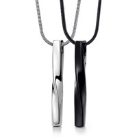 Stainless Steel Twisted Bar Necklace For Men Women, Bff Necklace For 2, Unisex Style