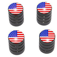 Graphics & More Usa Flag - American Tire Rim Valve Stem Caps - Black