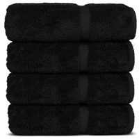 Chakir Turkish Linens 100% Cotton Premium Turkish Towels For Bathroom | 27'' X 54'' (4-Piece Bath Towels - Black)