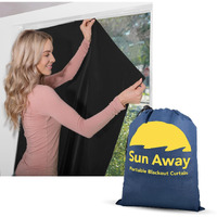Sun Away Portable Blackout Curtain With Suction Cups - Premium Easy Install Shade No Tools Required - Temporary Blinds, Perfect For Baby Nursery Or Dorm Room - With Travel Bag (66    Long X 51    Wide)