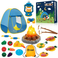Mitcien Kids Camping Play Tent With Toy Campfire/Marshmallow/Fruits Toys Play Tent Set For Boys Girls Indoor Outdoor Pretend-Play Game