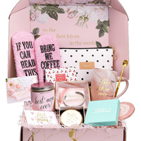 Gift Basket For Mom, Birthday Gifts For Best Mom, Women, Wife, Mother In Law, New Mom. Christmas, For Mothers Day-Includes Candle, Coffee Mug, Bracelet, Ring Dish,Coffee Socks