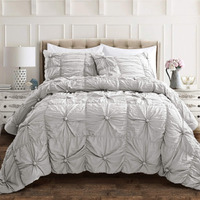 Lush Decor Bella Comforter Set Vintage Chic Style Ruched 3 Piece Bedding With Pillow Shams-King-Light Gray
