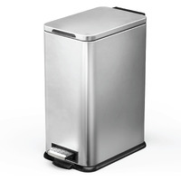 Home Zone Living 4.4 Gallon Slim Kitchen Trash Can, Stainless Steel, Step Pedal, 16.7 Liter