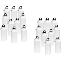 Intsupermai 20Pcs 600Ml Blank Coated Sublimation Aluminum Water Bottle White Sport Bottle Sublimation Transfer With Safe Lock 600Ml Capacity