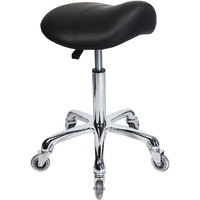 Saddle Stool Rolling Ergonomic Swivel Chair For Dental Office Massage Clinic Spa Salon,Adjustable Hydraulic Stool With Wheels (Without Backrest, Black)