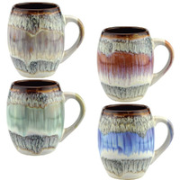 Ceramic Coffee Mugs, Large 20 Oz, Set Of 4, Microwave Safe Glazed Unique Sturdy Kitchen Decor Modern Cups, Best Oversized Mug Gifts