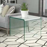 Kotek Tempered Glass End Table, Clear Sofa Side Table With Smooth Edge & Non-Slip Pad, Small Coffee Table Transparent Accent Table For Living Room Bedroom Office