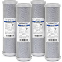 Hydronix 4 Pack Carbon Block Water Filters Coconut Shell Cto For Whole House, Ro, Di, Hydroponics - 10"" X 2.5"", 5 Micron