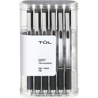 Tul Gel Pens, Retractable, Fine Point, 0.5 Mm, Gray Barrel, Black Ink, Pack Of 12