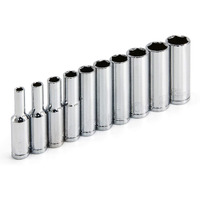 Powerbuilt 1/4-Inch Drive Metric Deep Socket Set, High Visibility Markings 10 Piece - 640538
