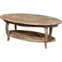 Alaterre Rustic Oval Coffee Table, Driftwood Reclaimed Wood, 24 In X 48 In X 19