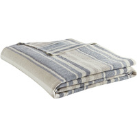 Eddie Bauer - Queen Blanket, Lightweight Cotton Bedding, Home Decor For All Seasons (Herringbone Blue Stripe, Queen)
